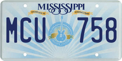MS license plate MCU758