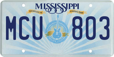 MS license plate MCU803