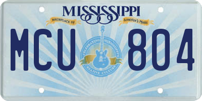 MS license plate MCU804