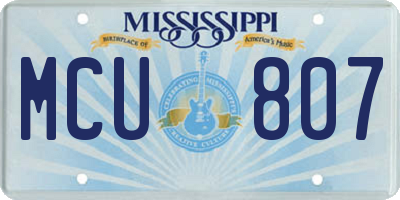 MS license plate MCU807