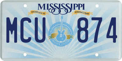 MS license plate MCU874