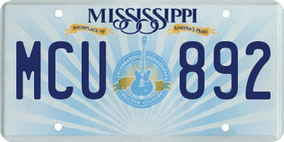MS license plate MCU892