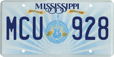 MS license plate MCU928