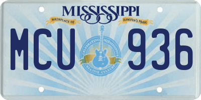 MS license plate MCU936