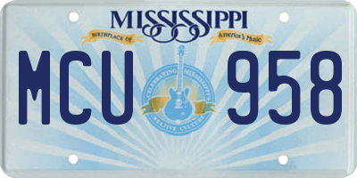 MS license plate MCU958