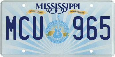 MS license plate MCU965