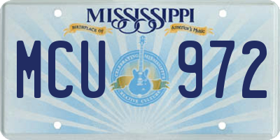 MS license plate MCU972