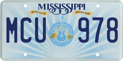 MS license plate MCU978