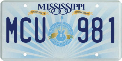 MS license plate MCU981