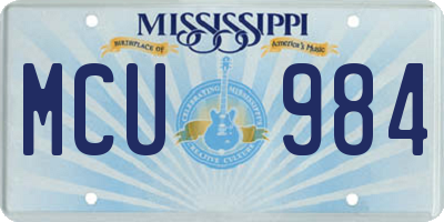 MS license plate MCU984