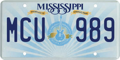 MS license plate MCU989