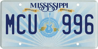 MS license plate MCU996