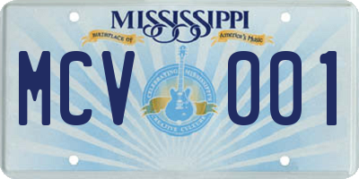 MS license plate MCV001
