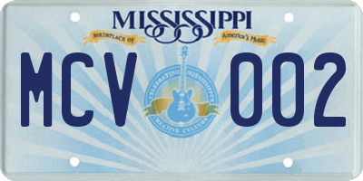 MS license plate MCV002