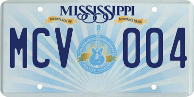 MS license plate MCV004