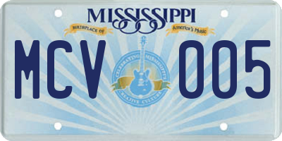 MS license plate MCV005