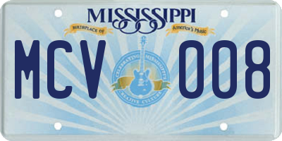 MS license plate MCV008