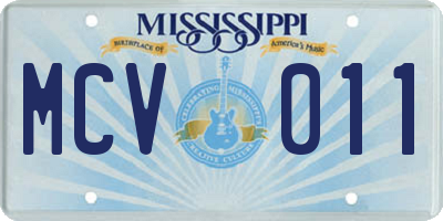 MS license plate MCV011