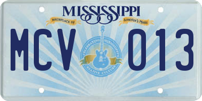 MS license plate MCV013
