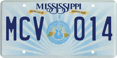 MS license plate MCV014