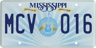 MS license plate MCV016
