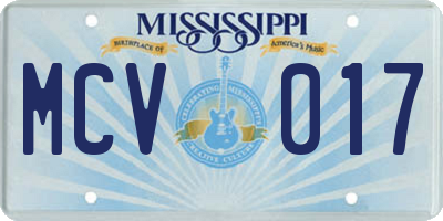 MS license plate MCV017