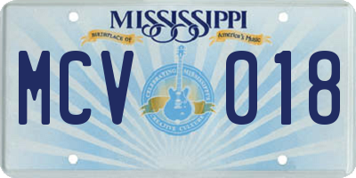 MS license plate MCV018