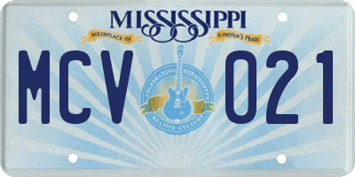 MS license plate MCV021