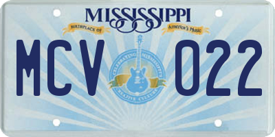 MS license plate MCV022