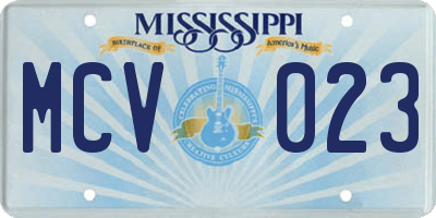 MS license plate MCV023