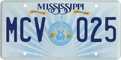 MS license plate MCV025