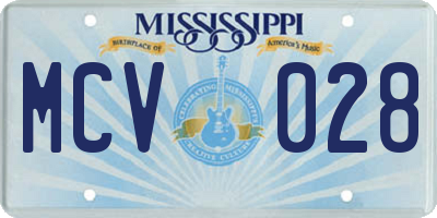 MS license plate MCV028
