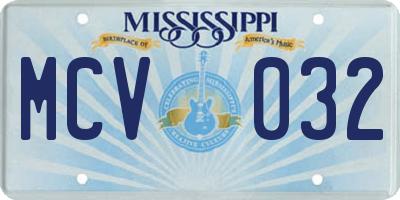 MS license plate MCV032