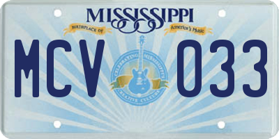 MS license plate MCV033