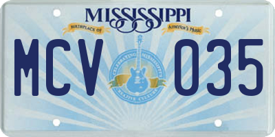 MS license plate MCV035