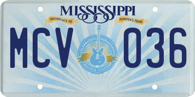 MS license plate MCV036