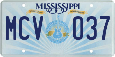 MS license plate MCV037
