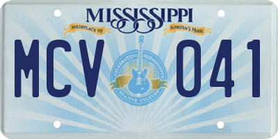 MS license plate MCV041
