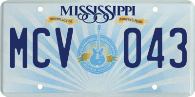 MS license plate MCV043