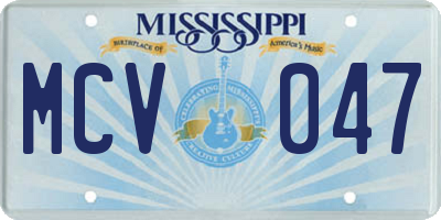 MS license plate MCV047