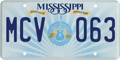 MS license plate MCV063