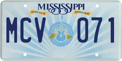 MS license plate MCV071