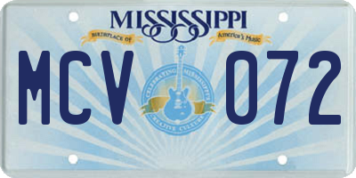 MS license plate MCV072
