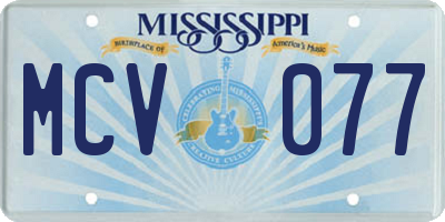 MS license plate MCV077