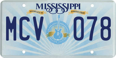 MS license plate MCV078