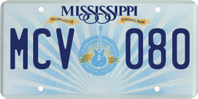 MS license plate MCV080