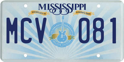 MS license plate MCV081