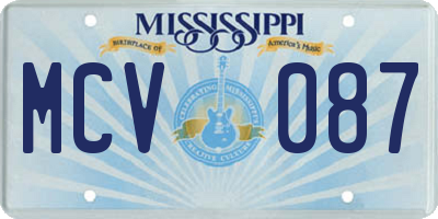 MS license plate MCV087