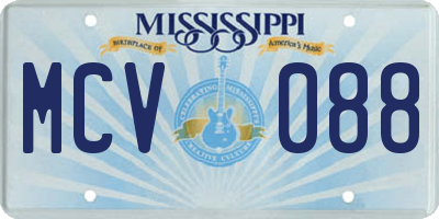 MS license plate MCV088