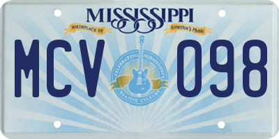 MS license plate MCV098